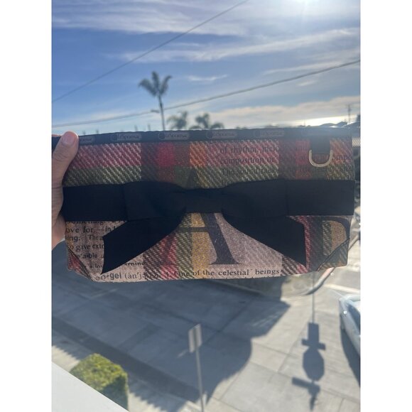 LeSportsac LAMB Gwen Stefani vintage Y2K plaid grunge grosgrain bow zip clutch - Picture 5 of 14